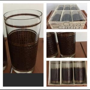 Vintage Libbey Glasses Set with Leather wrap